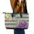 Mardi Gras Fleur De Lis Leather Tote Bag With Beads Glitter Pattern
