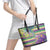 Mardi Gras Fleur De Lis Leather Tote Bag With Beads Glitter Pattern