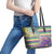 Mardi Gras Fleur De Lis Leather Tote Bag With Beads Glitter Pattern