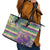 Mardi Gras Fleur De Lis Leather Tote Bag With Beads Glitter Pattern