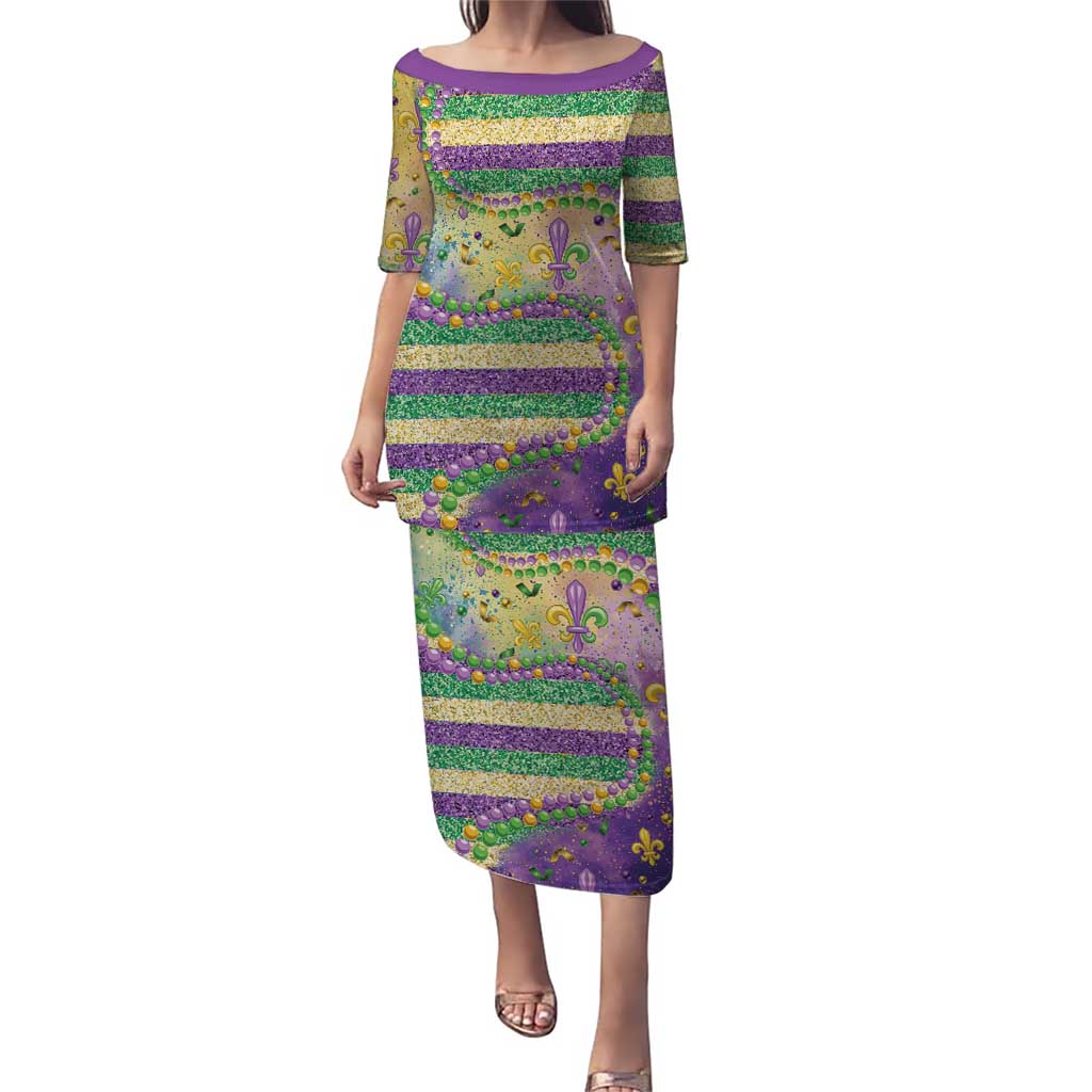 Mardi Gras Fleur De Lis Puletasi With Beads Glitter Pattern - Wonder Print Shop