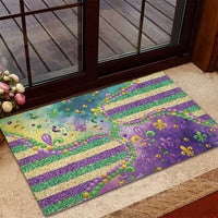 Mardi Gras Fleur De Lis Rubber Doormat With Beads Glitter Pattern - Wonder Print Shop
