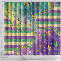 Mardi Gras Fleur De Lis Shower Curtain With Beads Glitter Pattern - Wonder Print Shop