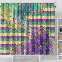 Mardi Gras Fleur De Lis Shower Curtain With Beads Glitter Pattern - Wonder Print Shop