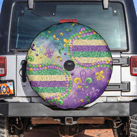 Mardi Gras Fleur De Lis Spare Tire Cover With Beads Glitter Pattern - Wonder Print Shop