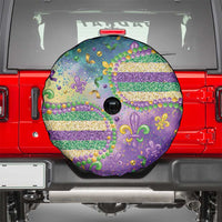 Mardi Gras Fleur De Lis Spare Tire Cover With Beads Glitter Pattern - Wonder Print Shop