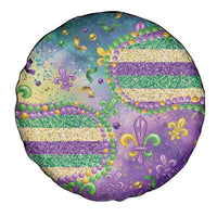 Mardi Gras Fleur De Lis Spare Tire Cover With Beads Glitter Pattern - Wonder Print Shop