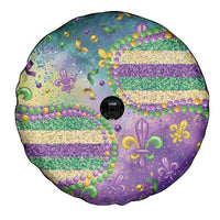 Mardi Gras Fleur De Lis Spare Tire Cover With Beads Glitter Pattern - Wonder Print Shop
