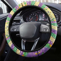 Mardi Gras Fleur De Lis Steering Wheel Cover With Beads Glitter Pattern - Wonder Print Shop