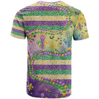 Mardi Gras Fleur De Lis T Shirt With Beads Glitter Pattern - Wonder Print Shop