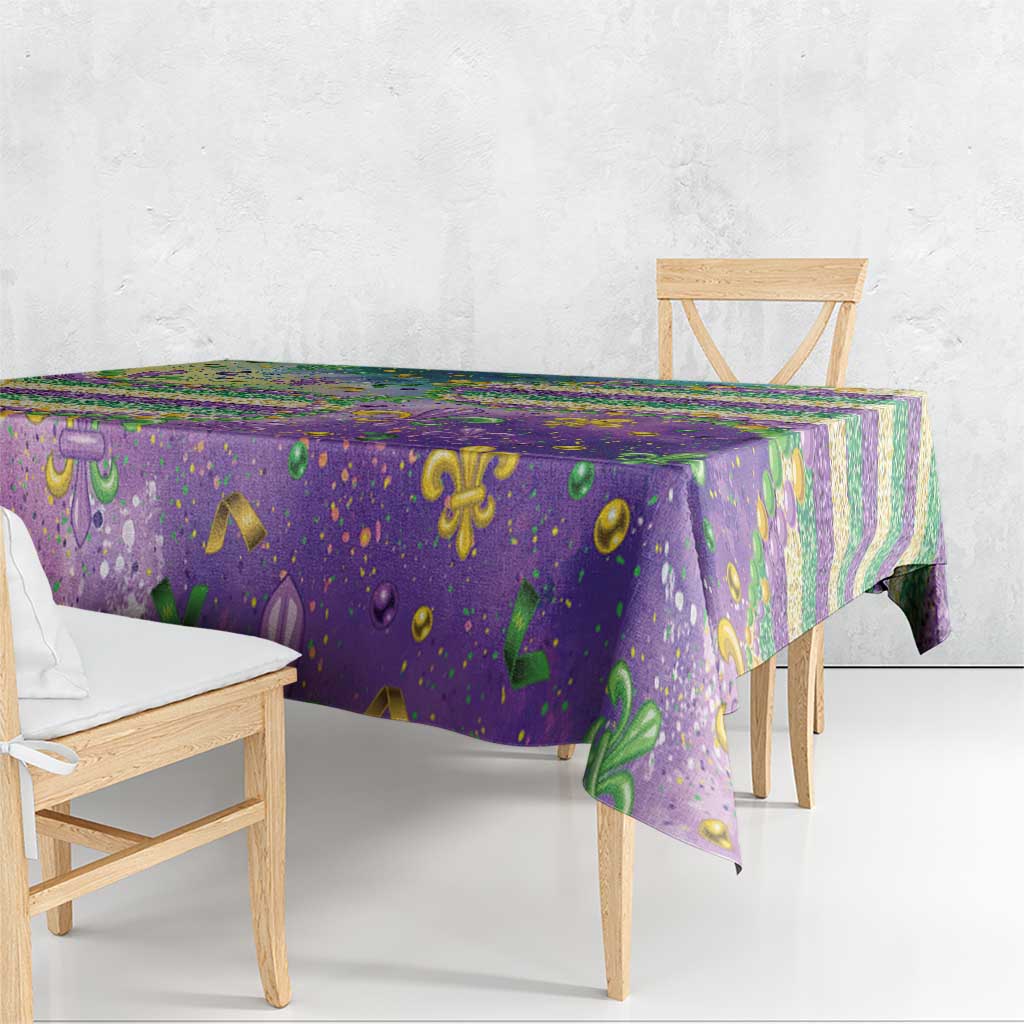 Mardi Gras Fleur De Lis Tablecloth With Beads Glitter Pattern - Wonder Print Shop