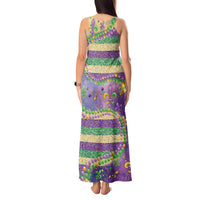 Mardi Gras Fleur De Lis Tank Maxi Dress With Beads Glitter Pattern - Wonder Print Shop