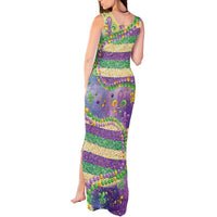 Mardi Gras Fleur De Lis Tank Maxi Dress With Beads Glitter Pattern - Wonder Print Shop