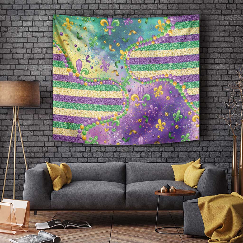 Mardi Gras Fleur De Lis Tapestry With Beads Glitter Pattern - Wonder Print Shop
