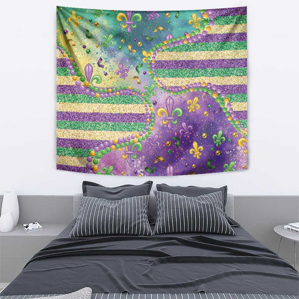 Mardi Gras Fleur De Lis Tapestry With Beads Glitter Pattern - Wonder Print Shop