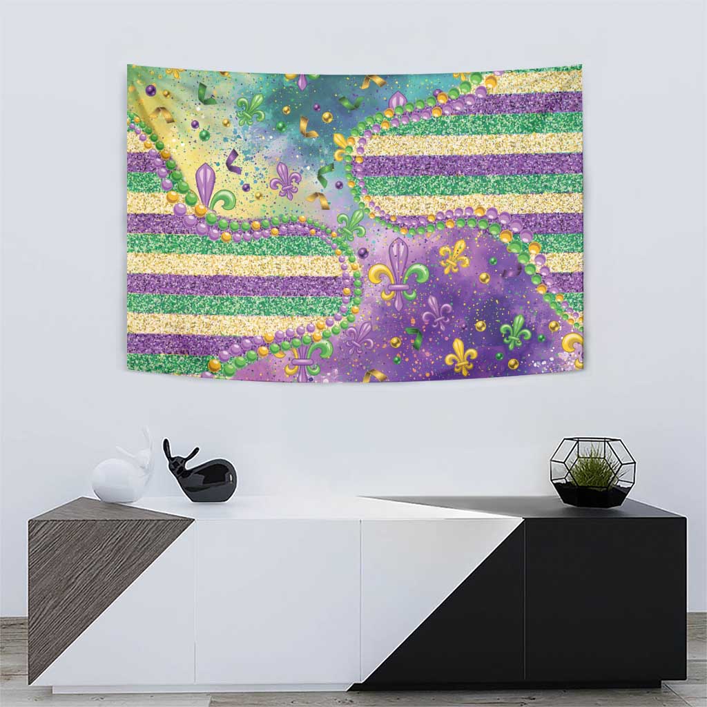 Mardi Gras Fleur De Lis Tapestry With Beads Glitter Pattern - Wonder Print Shop