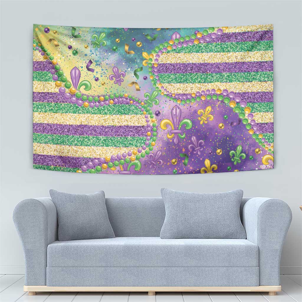 Mardi Gras Fleur De Lis Tapestry With Beads Glitter Pattern - Wonder Print Shop
