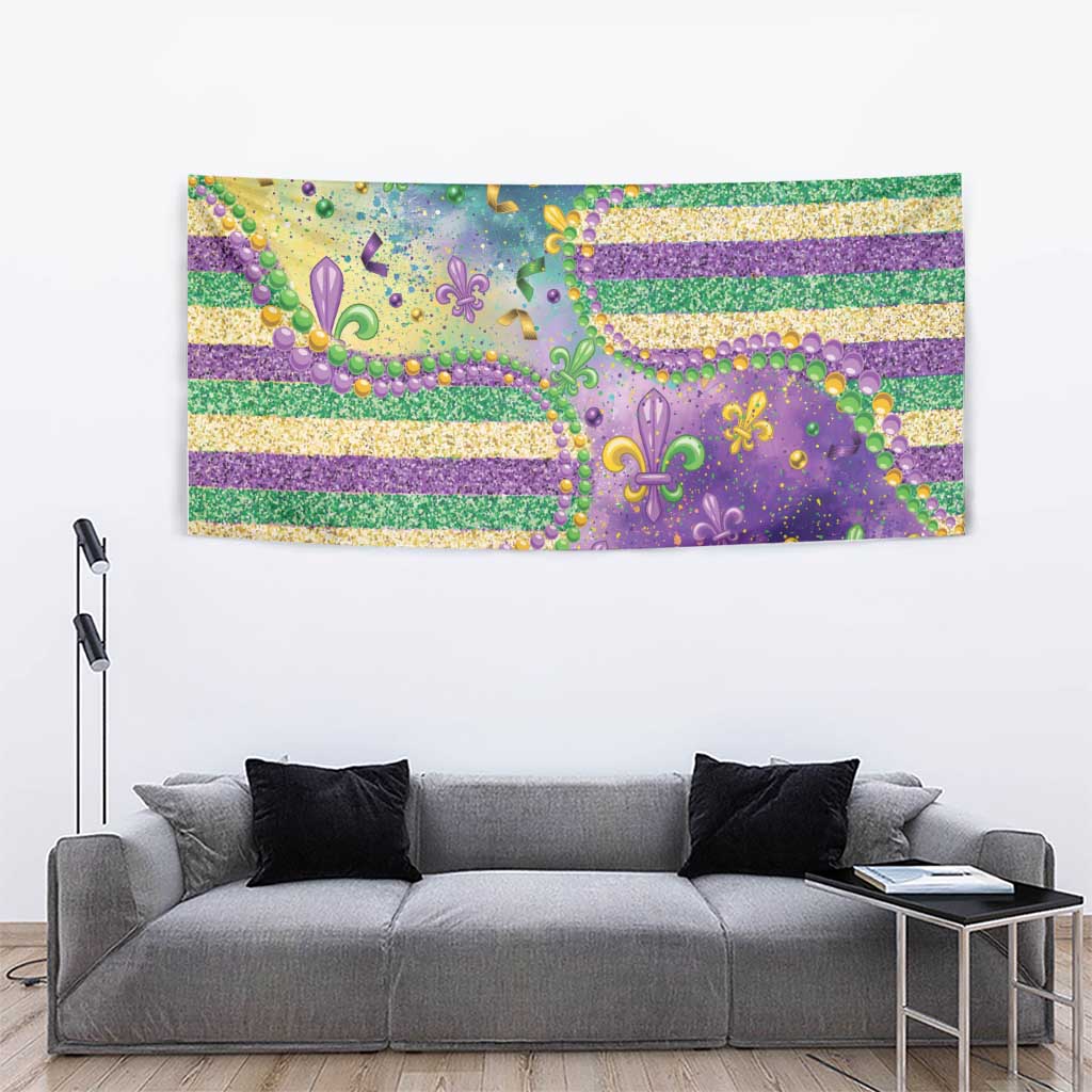 Mardi Gras Fleur De Lis Tapestry With Beads Glitter Pattern - Wonder Print Shop