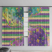 Mardi Gras Fleur De Lis Window Curtain With Beads Glitter Pattern - Wonder Print Shop