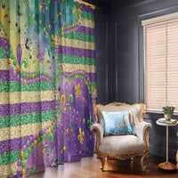 Mardi Gras Fleur De Lis Window Curtain With Beads Glitter Pattern - Wonder Print Shop