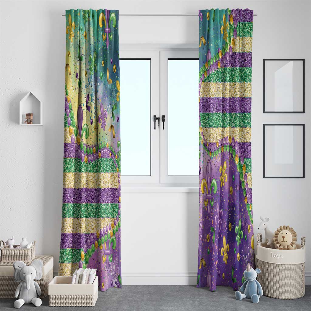 Mardi Gras Fleur De Lis Window Curtain With Beads Glitter Pattern - Wonder Print Shop