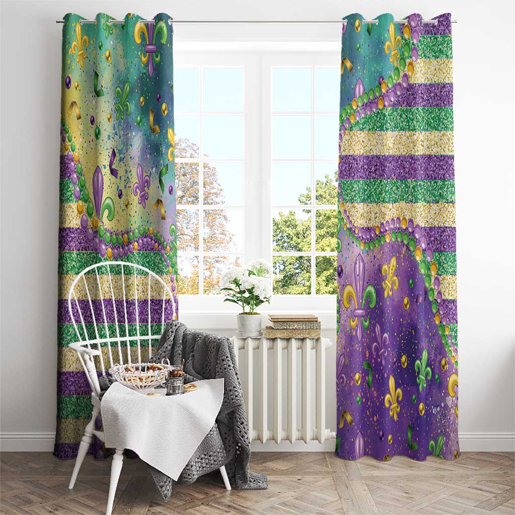 Mardi Gras Fleur De Lis Window Curtain With Beads Glitter Pattern - Wonder Print Shop