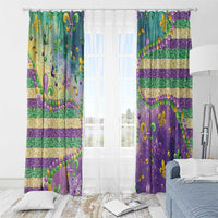 Mardi Gras Fleur De Lis Window Curtain With Beads Glitter Pattern - Wonder Print Shop