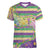 Mardi Gras Fleur De Lis Women V-Neck T-Shirt With Beads Glitter Pattern - Wonder Print Shop