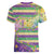 Mardi Gras Fleur De Lis Women V-Neck T-Shirt With Beads Glitter Pattern - Wonder Print Shop