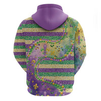 Mardi Gras Fleur De Lis Zip Hoodie With Beads Glitter Pattern - Wonder Print Shop