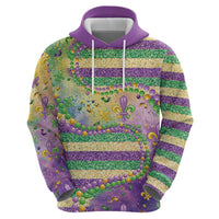 Mardi Gras Fleur De Lis Zip Hoodie With Beads Glitter Pattern - Wonder Print Shop