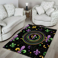 Mardi Gras Fleur De Lis Area Rug With Round Carnival Beads