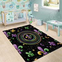 Mardi Gras Fleur De Lis Area Rug With Round Carnival Beads