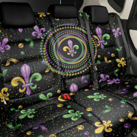 Mardi Gras Fleur De Lis Back Car Seat Cover With Round Carnival Beads