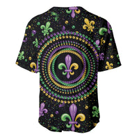 Mardi Gras Fleur De Lis Baseball Jersey With Round Carnival Beads