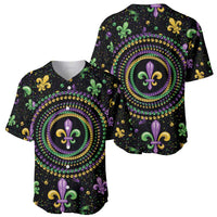Mardi Gras Fleur De Lis Baseball Jersey With Round Carnival Beads