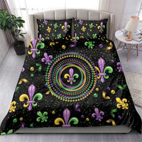 Mardi Gras Fleur De Lis Bedding Set With Round Carnival Beads