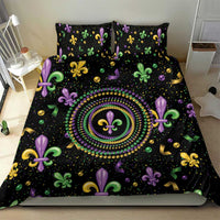Mardi Gras Fleur De Lis Bedding Set With Round Carnival Beads