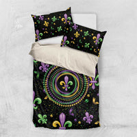 Mardi Gras Fleur De Lis Bedding Set With Round Carnival Beads