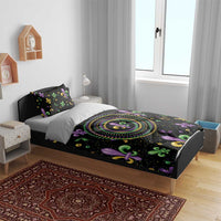 Mardi Gras Fleur De Lis Bedding Set With Round Carnival Beads