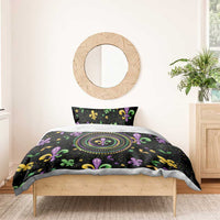 Mardi Gras Fleur De Lis Bedding Set With Round Carnival Beads