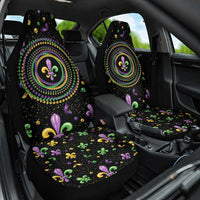 Mardi Gras Fleur De Lis Car Seat Cover With Round Carnival Beads