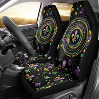 Mardi Gras Fleur De Lis Car Seat Cover With Round Carnival Beads