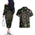 Mardi Gras Fleur De Lis Couples Matching Off The Shoulder Long Sleeve Dress and Hawaiian Shirt With Round Carnival Beads