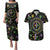 Mardi Gras Fleur De Lis Couples Matching Puletasi and Hawaiian Shirt With Round Carnival Beads