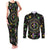 Mardi Gras Fleur De Lis Couples Matching Tank Maxi Dress and Long Sleeve Button Shirt With Round Carnival Beads
