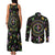 Mardi Gras Fleur De Lis Couples Matching Tank Maxi Dress and Long Sleeve Button Shirt With Round Carnival Beads