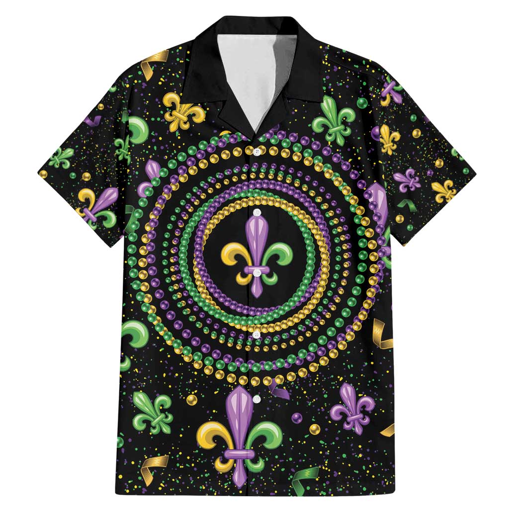 Mardi Gras Fleur De Lis Family Matching Mermaid Dress and Hawaiian Shirt With Round Carnival Beads LT9 - Wonder Print Shop