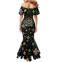 Mardi Gras Fleur De Lis Family Matching Mermaid Dress and Hawaiian Shirt With Round Carnival Beads LT9 - Wonder Print Shop
