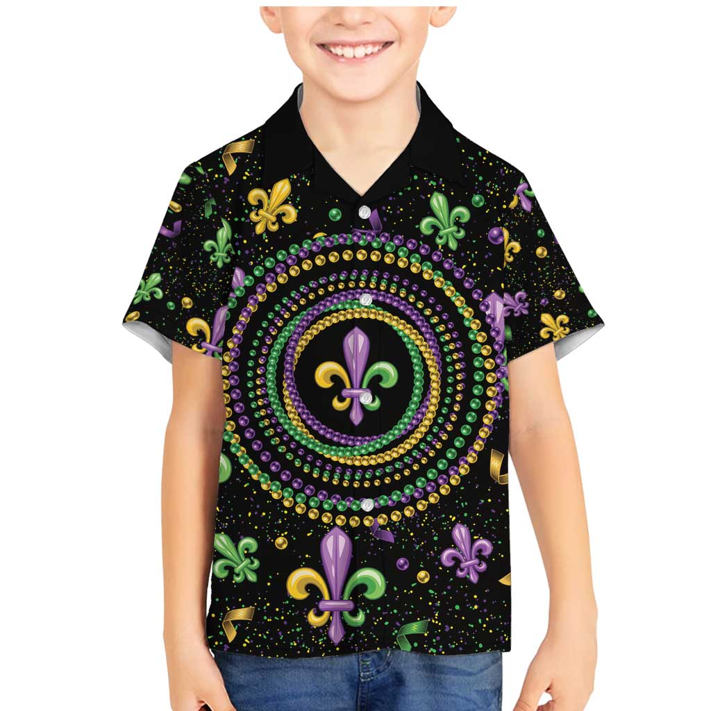 Mardi Gras Fleur De Lis Family Matching Mermaid Dress and Hawaiian Shirt With Round Carnival Beads LT9 - Wonder Print Shop